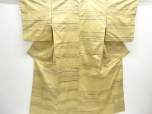 横段織出し手織り紬着物